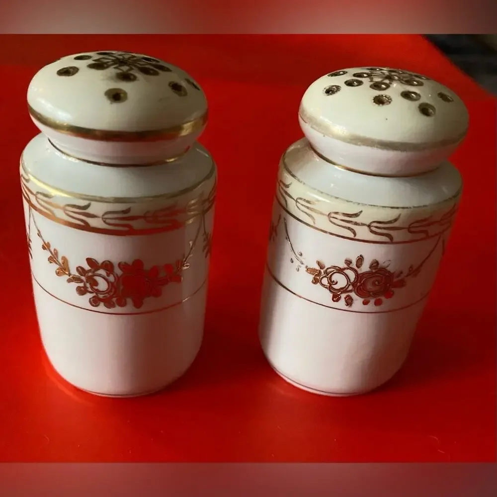 Vintage Nippon Porcelain White/Gold swag embellishment, trim textured stoppers